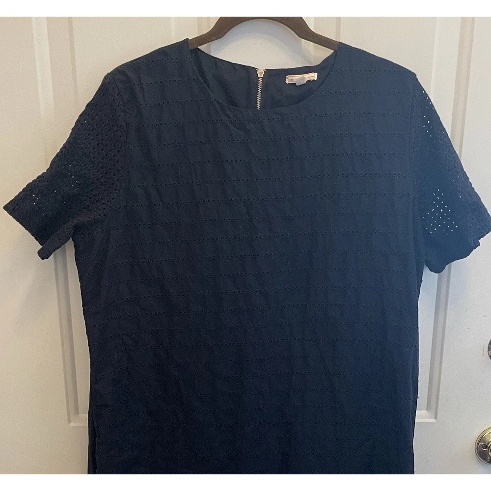GAP Cotton Navy Blue Dress Eyelet 14‎ Sheath Sundress Summer Vacation Casual